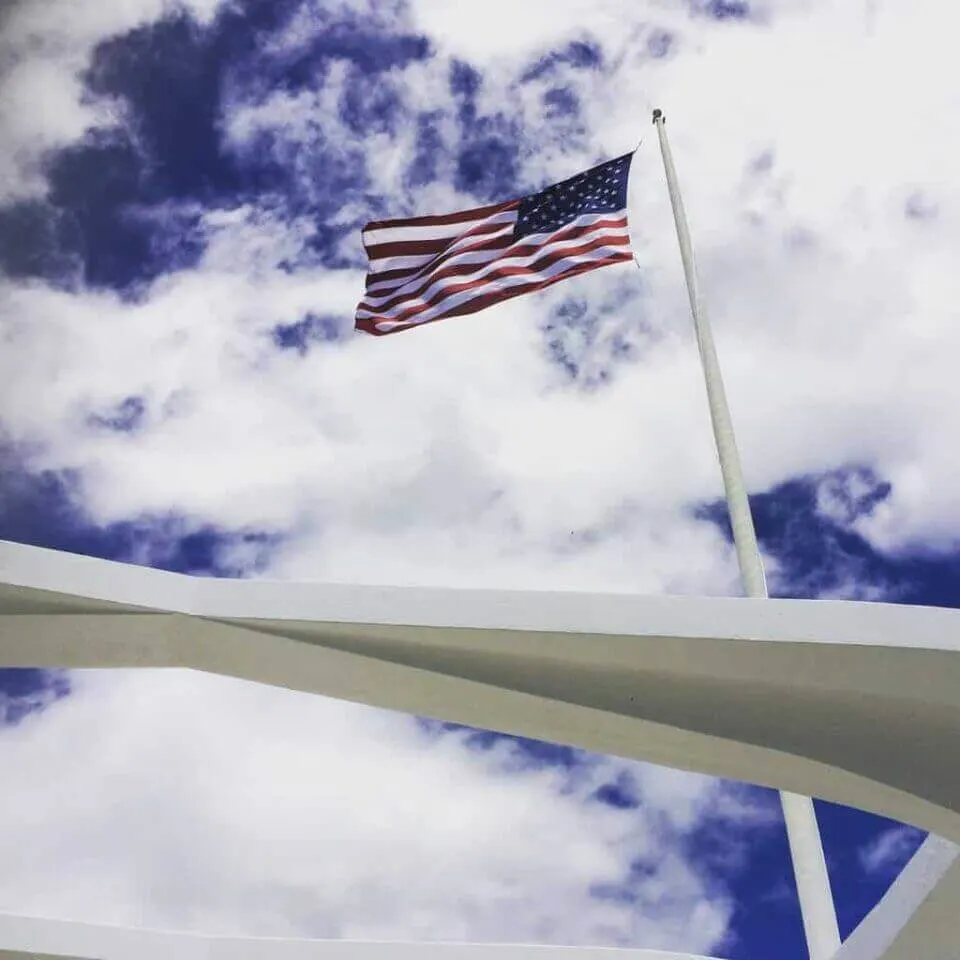 American Flag at Pearl Harbor, Honolulu, O’ahu