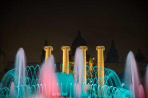 The beautiful Font Màgica light and water show. 