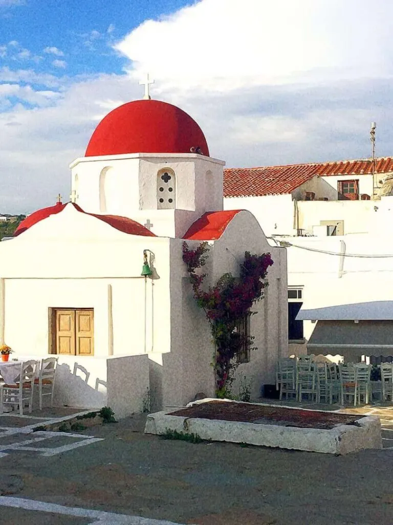 Exterior of Santorini church in greece