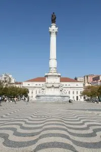 The tile work throughout Rossio Square, in Lisbon, is basically one giant optical illusion. 