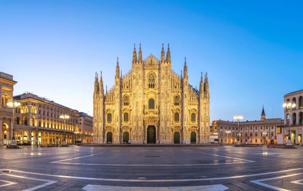 Exterior of the Duomo di Milano in Milan.