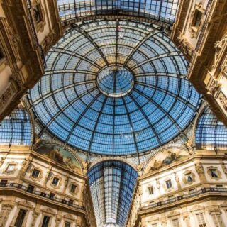 The newly refurbished roof of the Galleria Vittorio Emanuele II shopping arcade in Milan. A must-see during your one day in Milan itinerary.