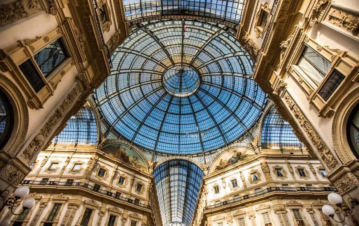 The newly refurbished roof of the Galleria Vittorio Emanuele II shopping arcade in Milan. A must-see during your one day in Milan itinerary. 