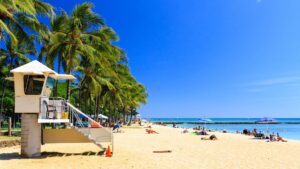 One of the many fabulous beaches that you'll find in Honolulu, Hawaii. 