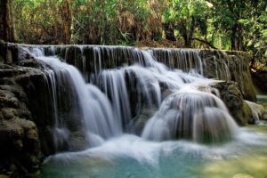 Some of the amazing waterfalls you'll see in Luang Prabang, Laos.
