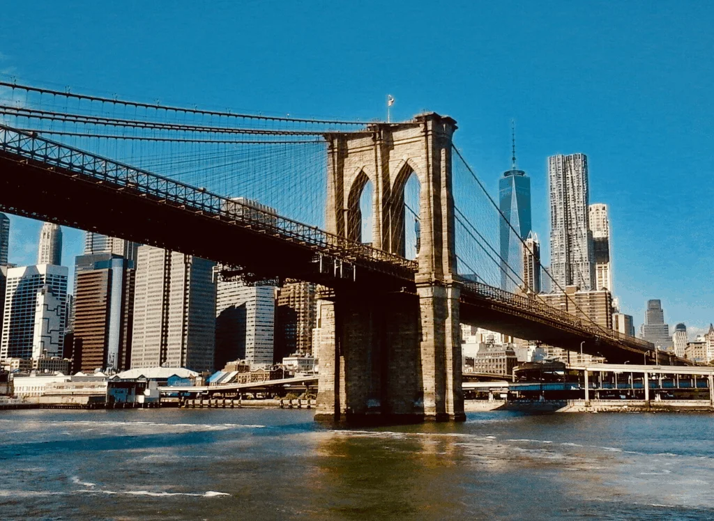 The Brooklyn Bridge and New York City's iconic skyline. 