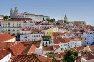 A view overlooking the beautiful Alfama district of Lisbon. 