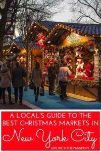 Looking for a Christmas Markets holiday break in New York City? Then check out this local's guide to 10 of the most enchanting Christmas Markets in New York City. Explore NYC with me and find out where to eat in New York City, what to do in New York City, and which Christmas Markets to visit, like the Bryant Park Winter Village, the Union Square Holiday Market, and more. #NYC #travelNYC #NYCChristmas #ChristmasMarkets #Holidaytravel