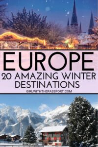 Looking for the perfect winter destination in Europe to add to your winter in Europe travel itinerary? Then check out these 20 amazing cities in Europe. From scenic winter landscapes in Scandinavia to skiing and winter sports in Switzerland, to winter sun destinations in Europe like Malta to budget destinations in Eastern Europe, this list has it all. #europewinterdestinations #holidaysineurope #skiingineurope #warmwinterdestinationsineurope #northernlights #christmasmarkets