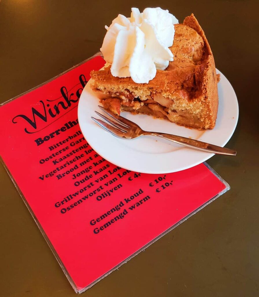 View of the apple pie with whipped cream from Winkel 43,