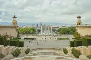 A beautiful, daytime view of Montjuic in Barcelona. 