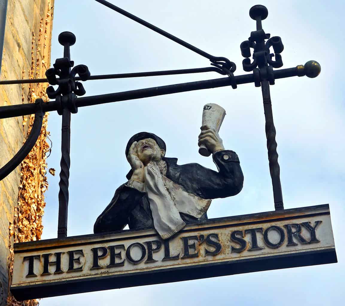 The sign outside of the People's Story Museum in Edinburgh