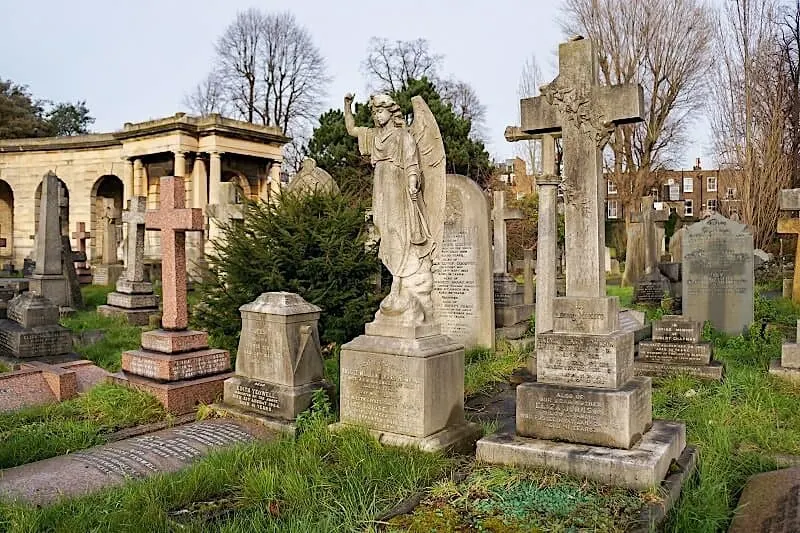 Some of the beautiful gravestones you'll find inside of London's Brompton Cemetery.