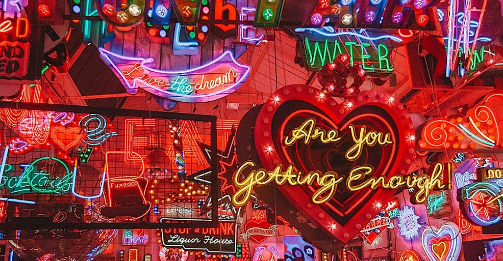 The neon glow of God's Own Junkyard, truly one of the most unusual things to do in London. 