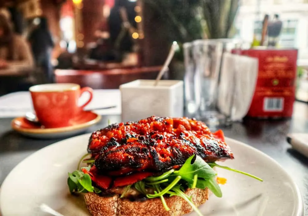 The chargrilled chorizo on sourdough  toast from Brindisa.