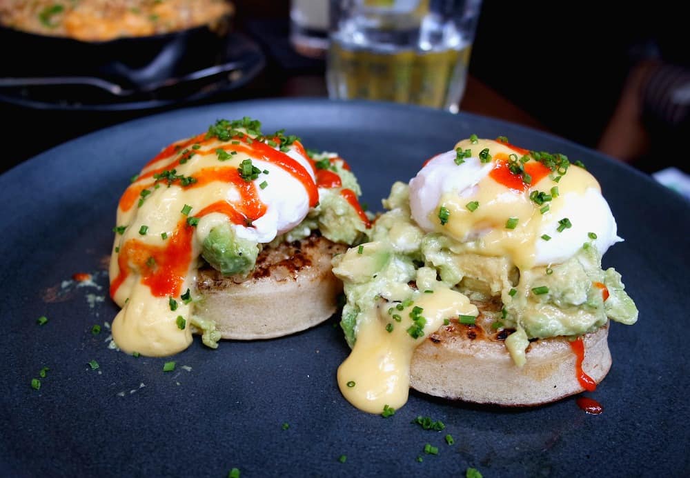 Delicious Avocado Crumpets from the legendary Dirty Bones in London.