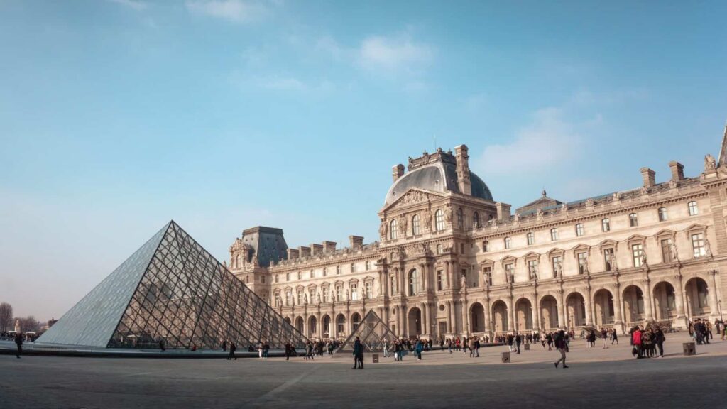 View of the magnificent exterior of the Louvre in Paris during the best private tour of the Louvre. 