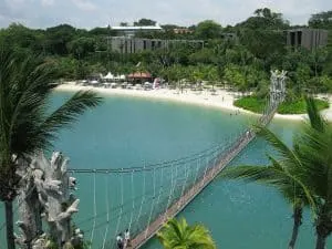 The beautiful beaches that you'll find on Sentosa Island in Singapore.