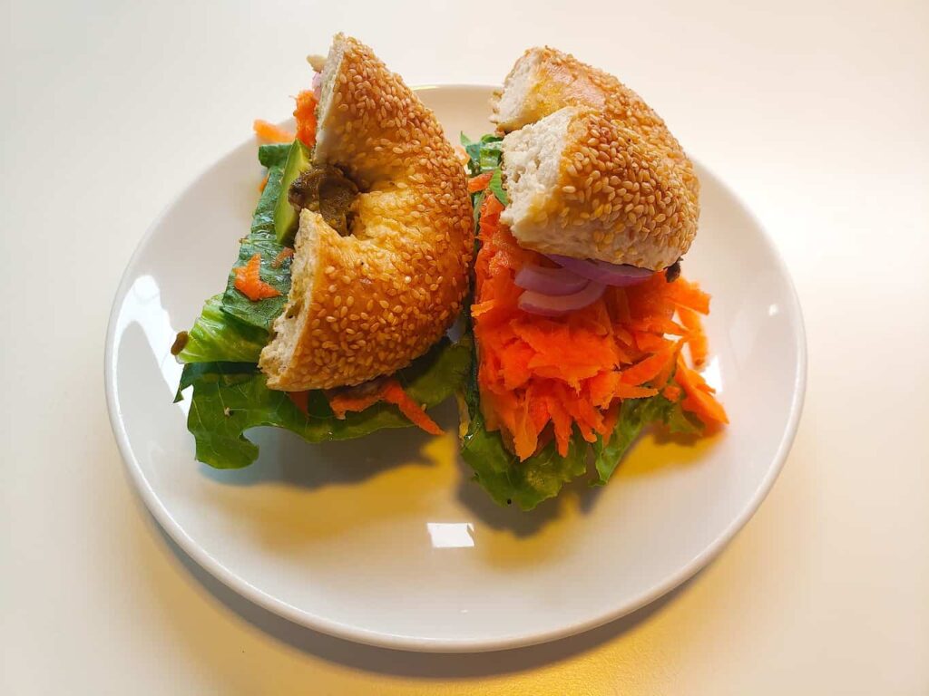 The aptly named, "Veggie Monger" sandwich from BKK Bagel Bakery in Bangkok.