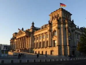The beautiful Reichstag parliament building in Berlin.