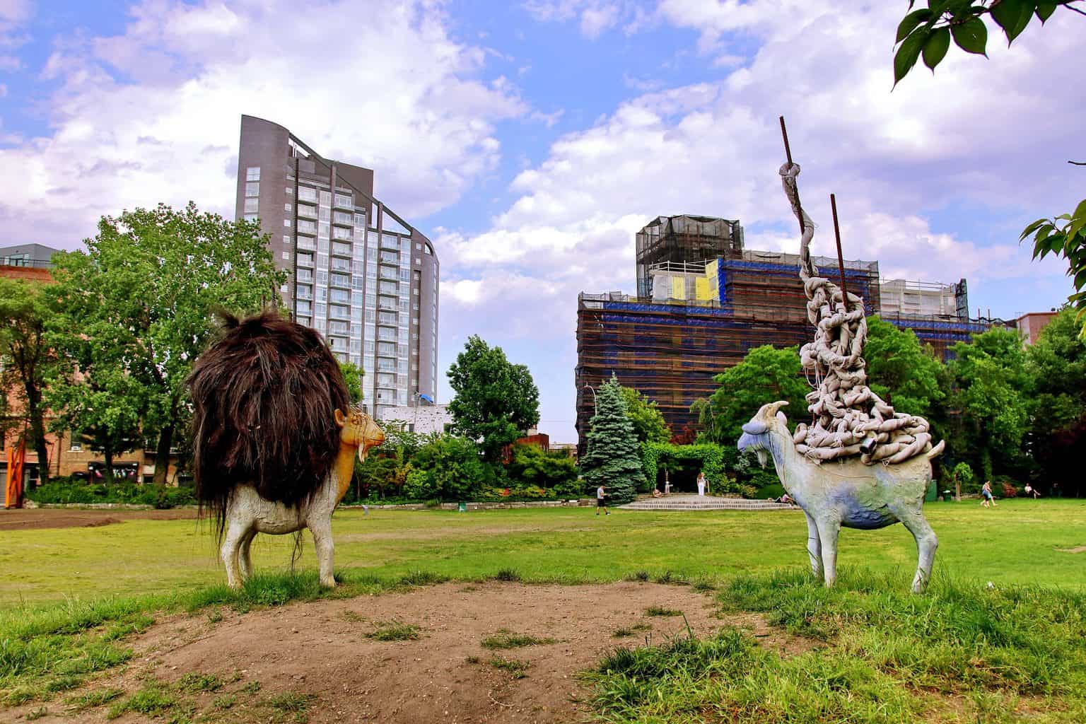 Some of the incredibly quirky art installations you'll find at Socrates Sculpture Park. 
