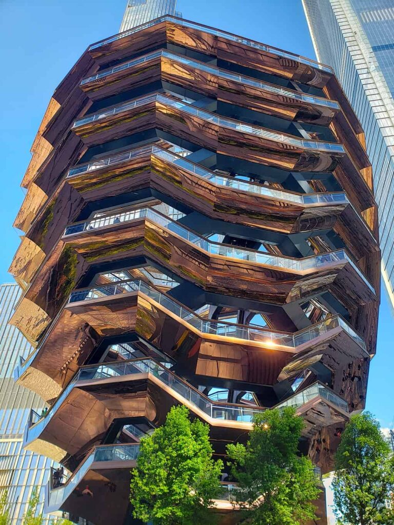 The unique design of the Vessel in NYC's Hudson Yards.