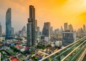 The amazing views that you'll enjoy from the top of Skybar in Bangkok, Thailand.