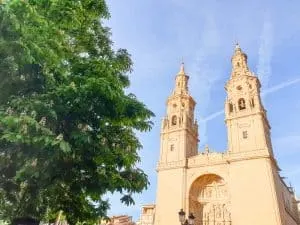 The historic cathedral that you'll find at the center of Logrono, Spain.