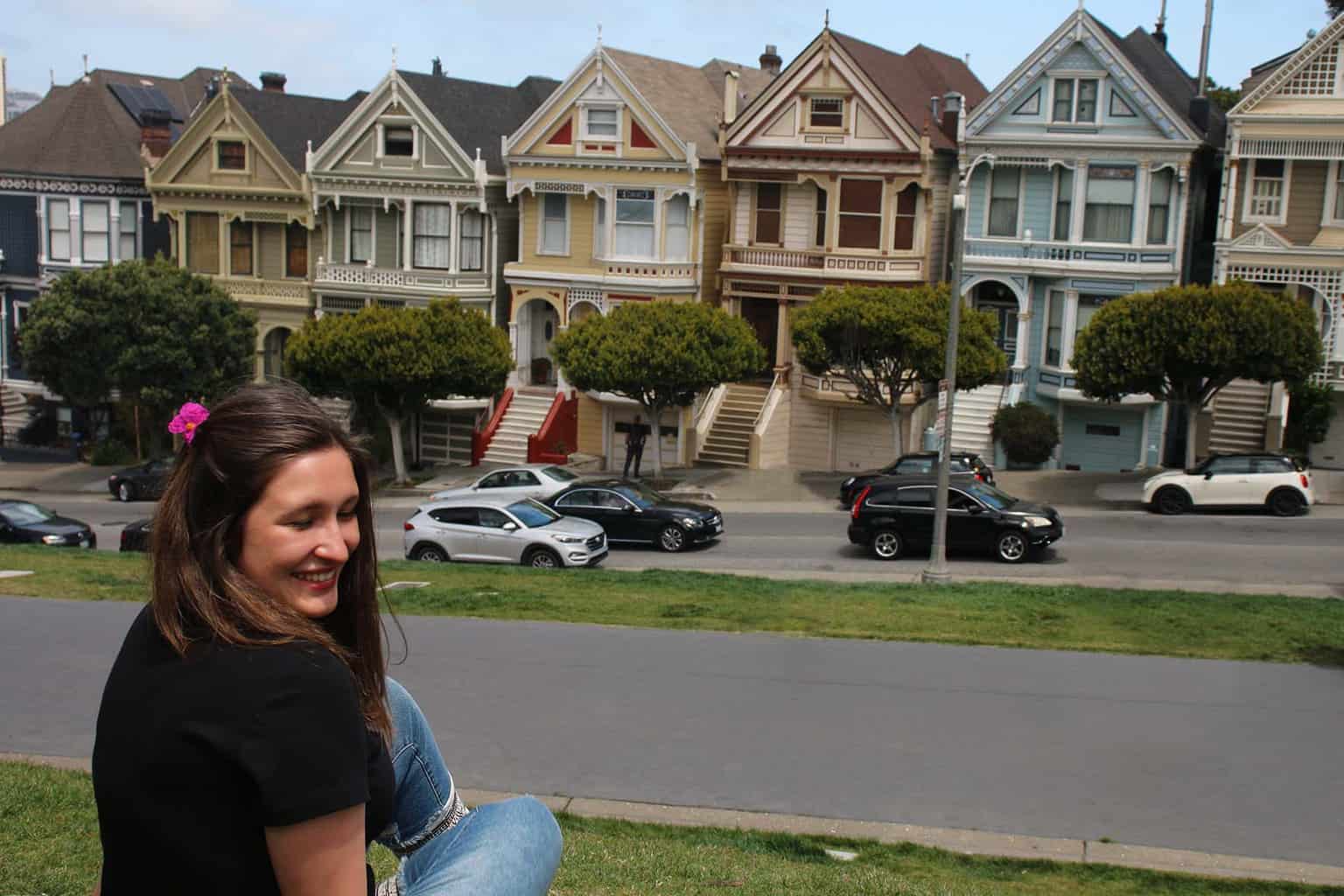 Marina enjoying the marvelous Painted Ladies of San Francisco, California.