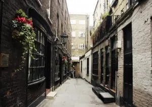 The old-world charm of Goodwin's Court, the inspiration behind Knockturn Alley in the Harry Potter films.
