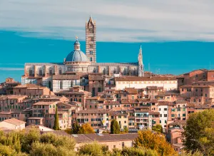 Siena, a charming town located in the center of Tuscany.
