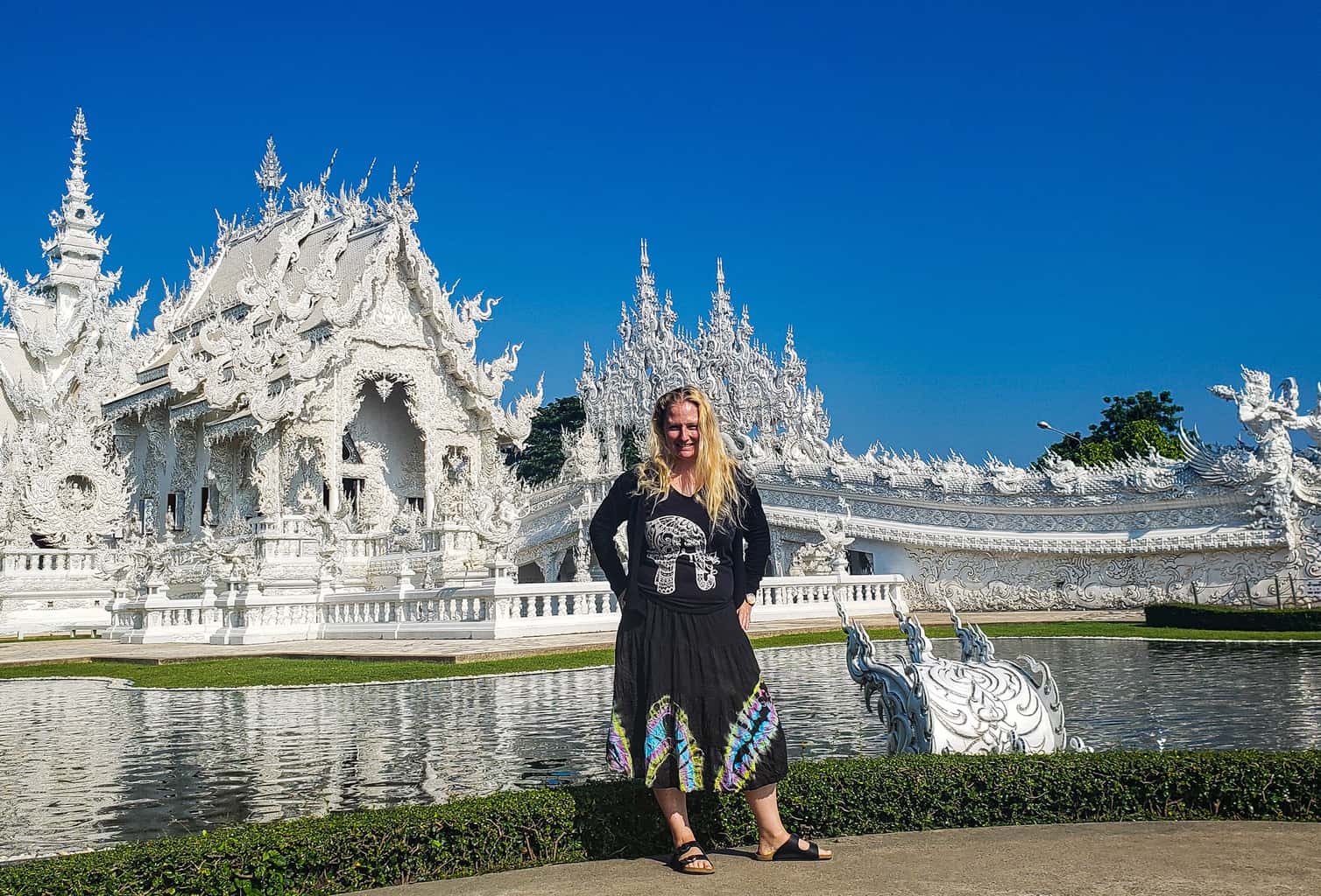 Enjoying the incredible beauty of the White Tample, Wat Rong Khun, In Chiang Rai, Thailand.