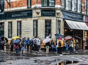 The people of London love Monmouth Coffee so much that they'll regularly stand outside, in the rain, just to get some.