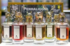 A selection of the fine fragrances that you'll find at Penhaligons Perfumes in London.