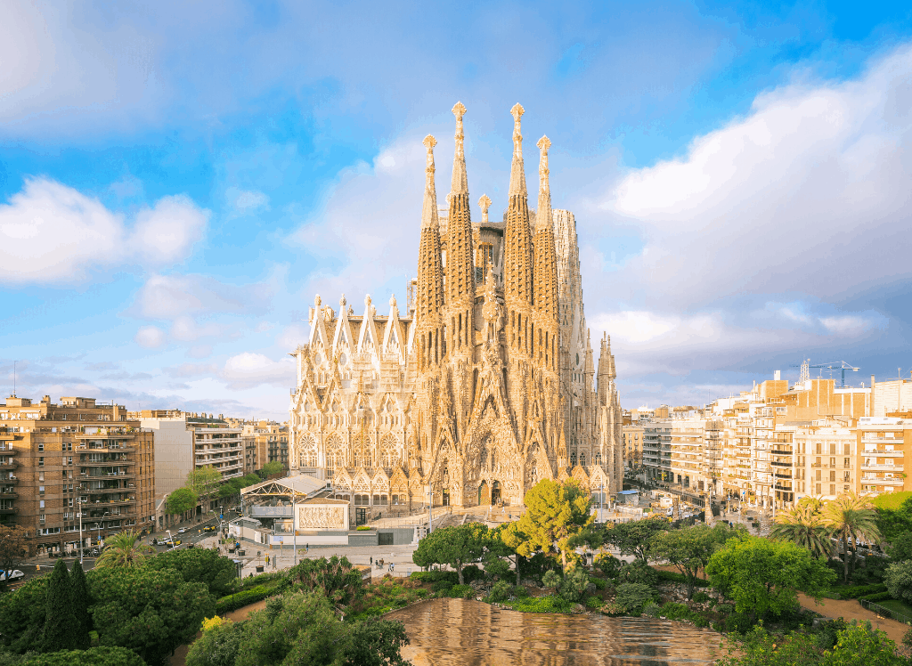 View of Sagrada Familia in Barcelona. 