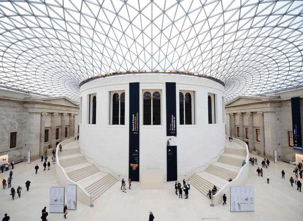 Inside of the British Museum, one of the most famous landmarks in London
