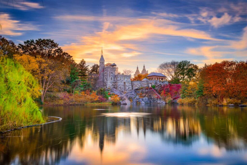 View of Belvedere Castle in Central park. 