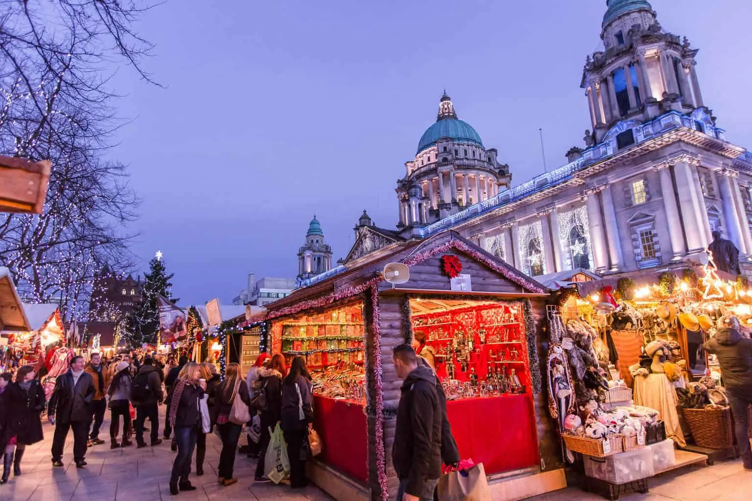 The beautiful Christmas Market just outside of City Hall in Belfast, Northern Ireland. 