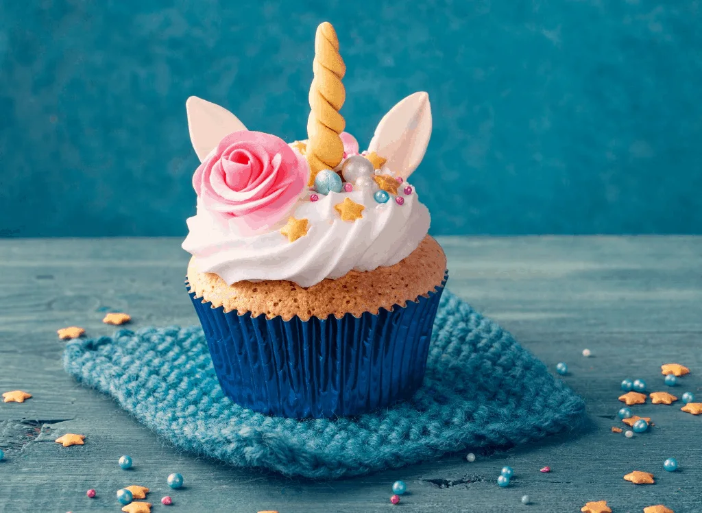 Enjoy this unicorn-shaped cupcake during your cupcake tour of NYC.