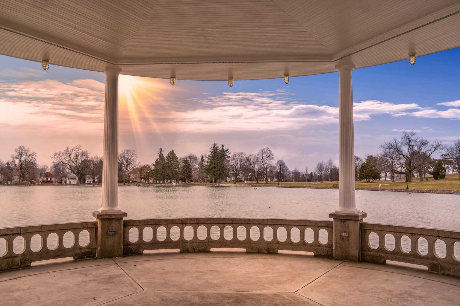 View from a gazebo in Upper Onondaga Park in Syracuse,, New York.