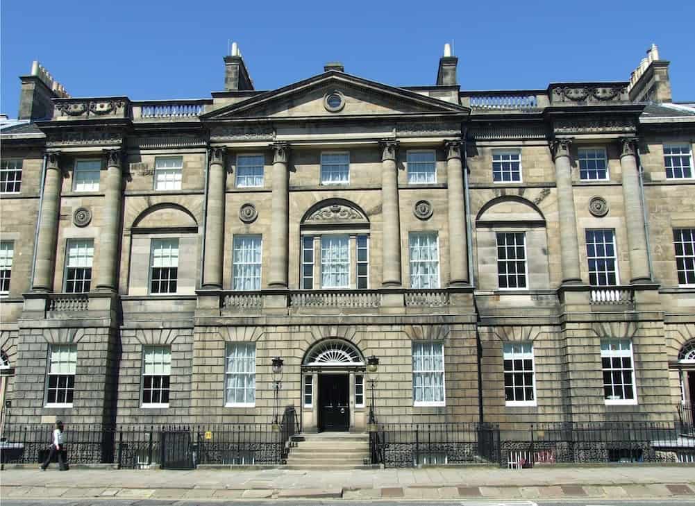 The charming stone exterior of Bute House in Edinburgh.