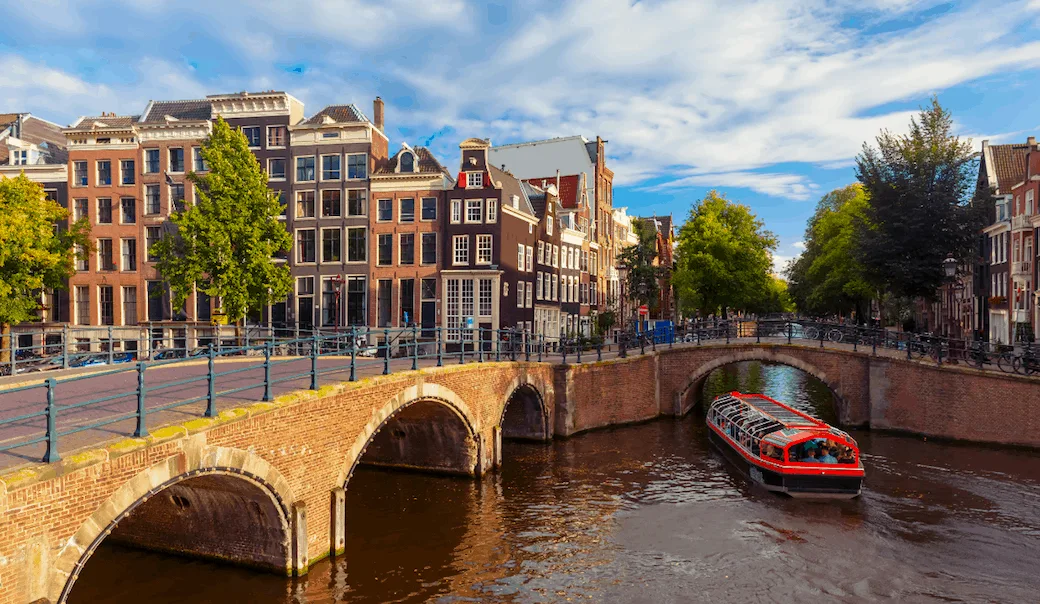 The bridges, canals, and lovely houses that line Reguliersgracht in Amsterdam. 