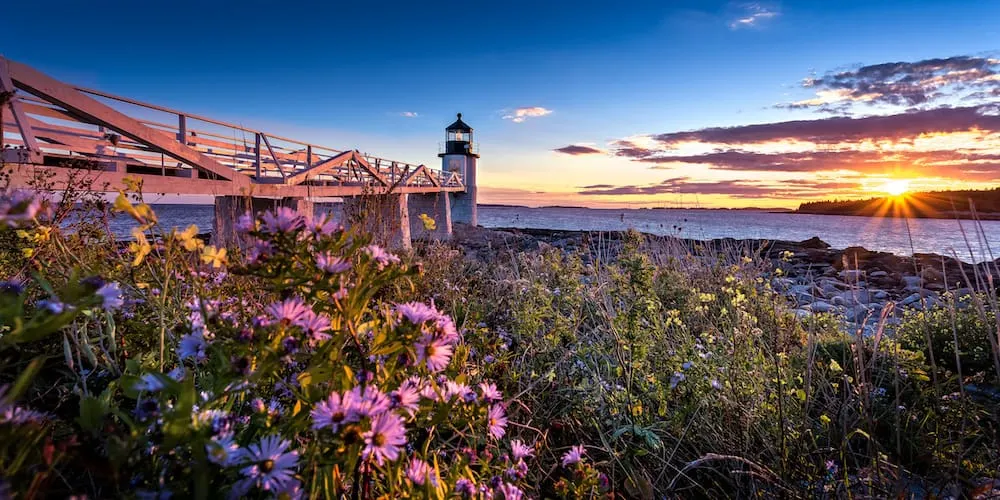 The Marshall Point Light during sunset. 