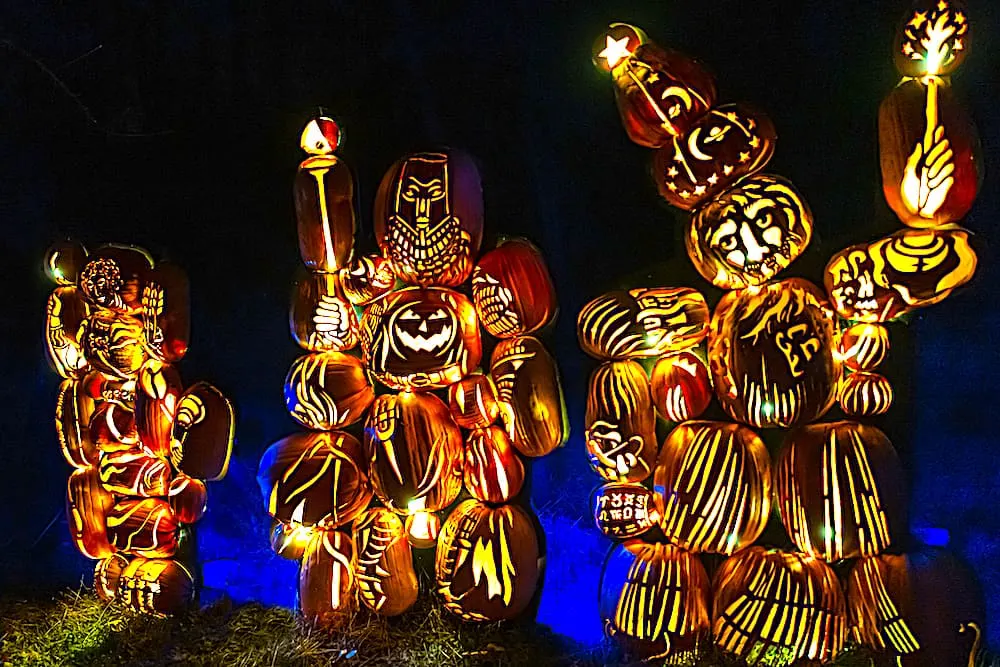 Carved pumpkins that make up sculptures at the Great Jack O Lantern Blaze. 