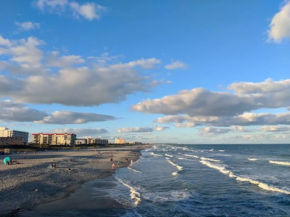 View of Cocoa Beach in the evening in Orlando, Florida, one of the best honeymoon destinations in the USA. 