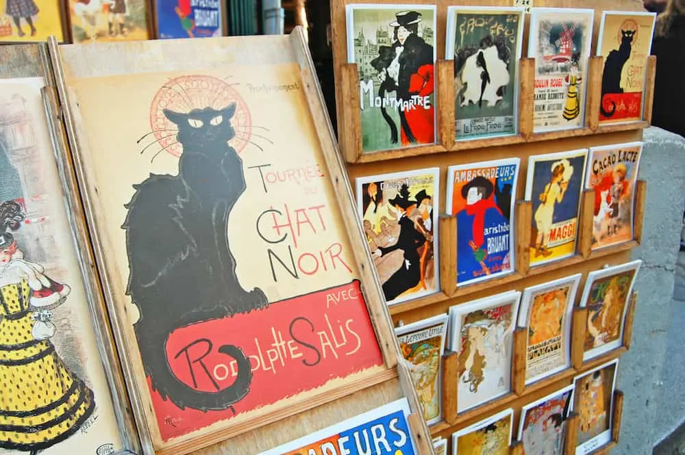 The now immortal Le Chat Noir Poster for sale in a local shop in Paris. 