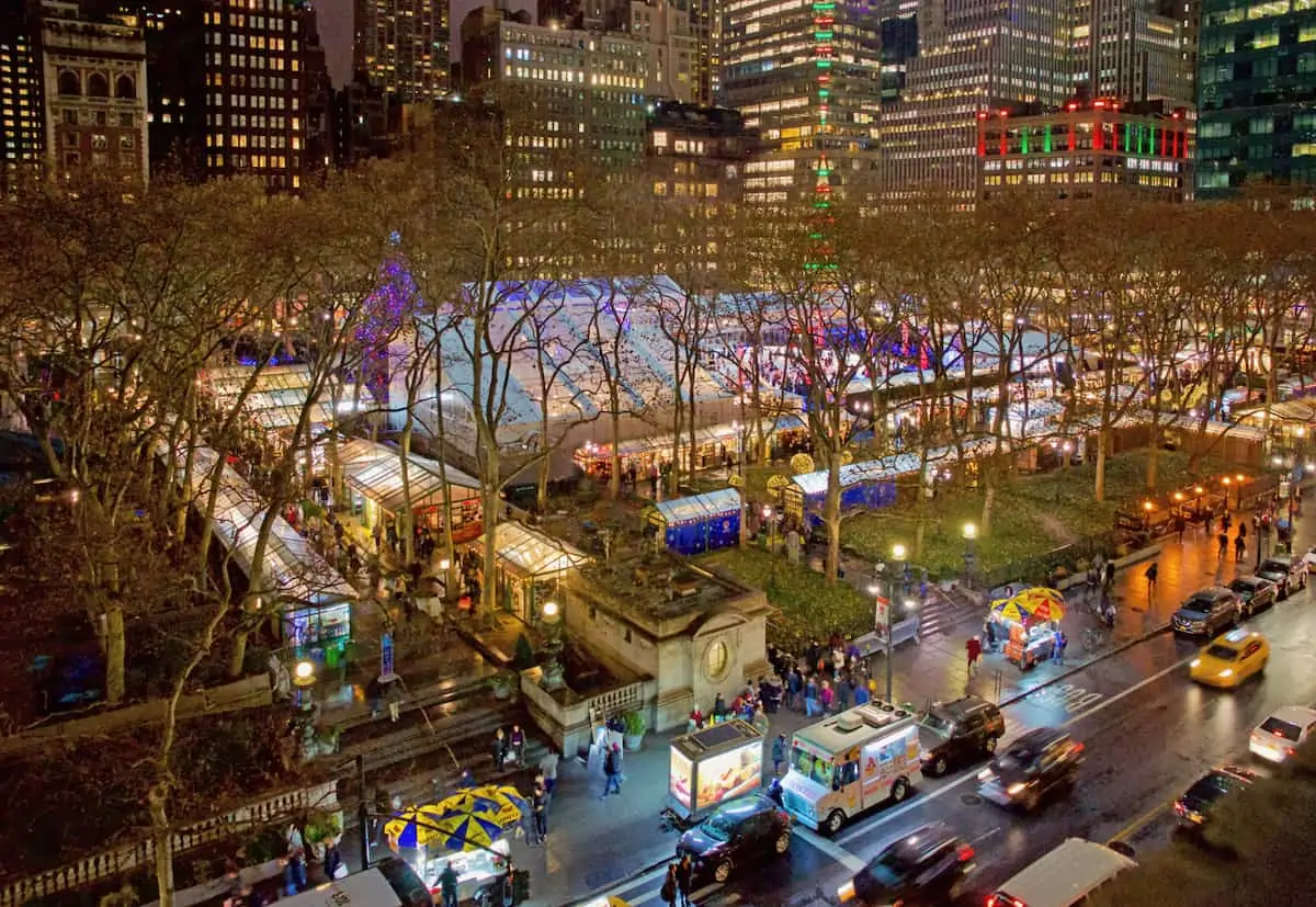 Aerial view of the winter village at bryant