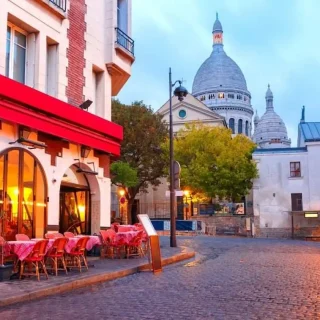 View of Sacré-Coeur from a Montmartre cafe.