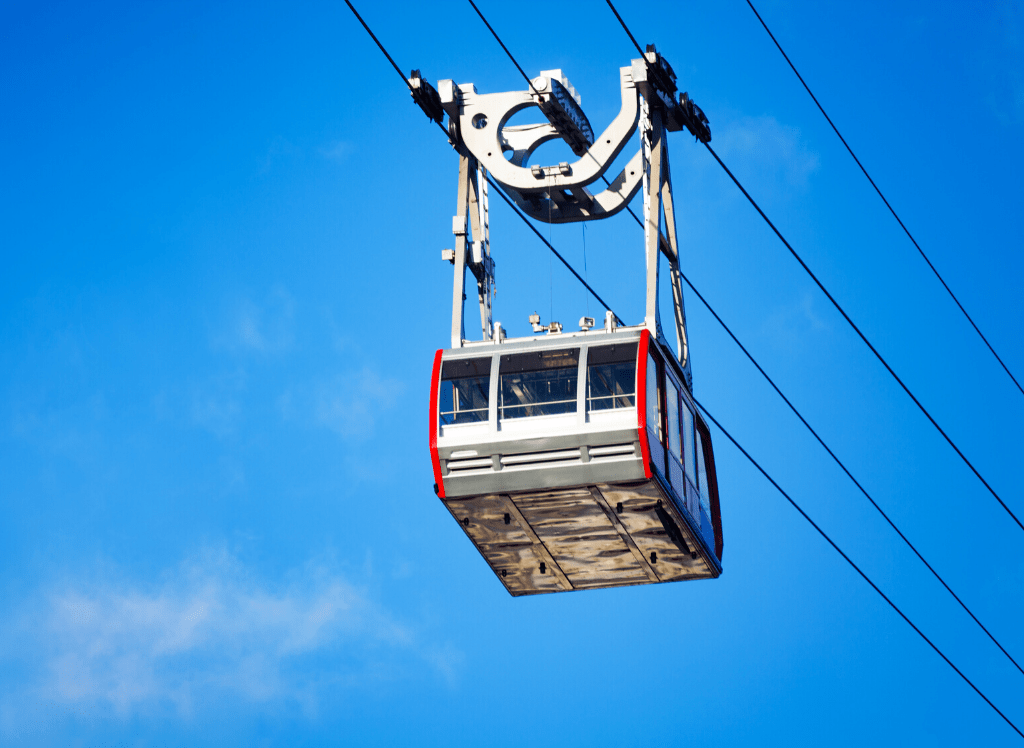 View of the Roosevelt Island tram from below, one of the top outdoor activities in NYC