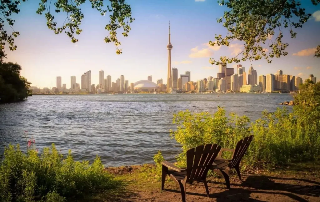 Toronto skyline from across the lake.